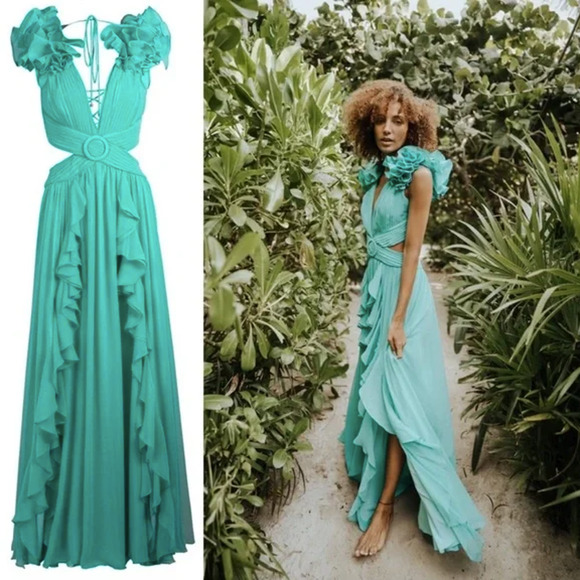 PatBo Cyan Flutter Sleeve Maxi Dress - Picture 10 of 16